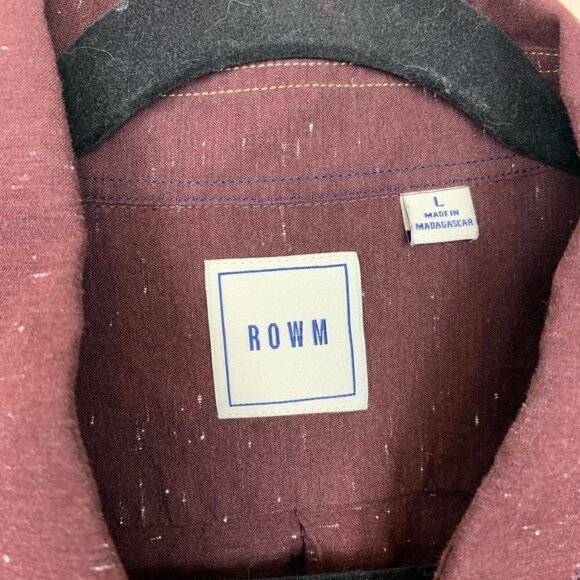 ROWM Burgundy Flecked Cotton Blend Button Down Shirt Size Large - Picture 2 of 8
